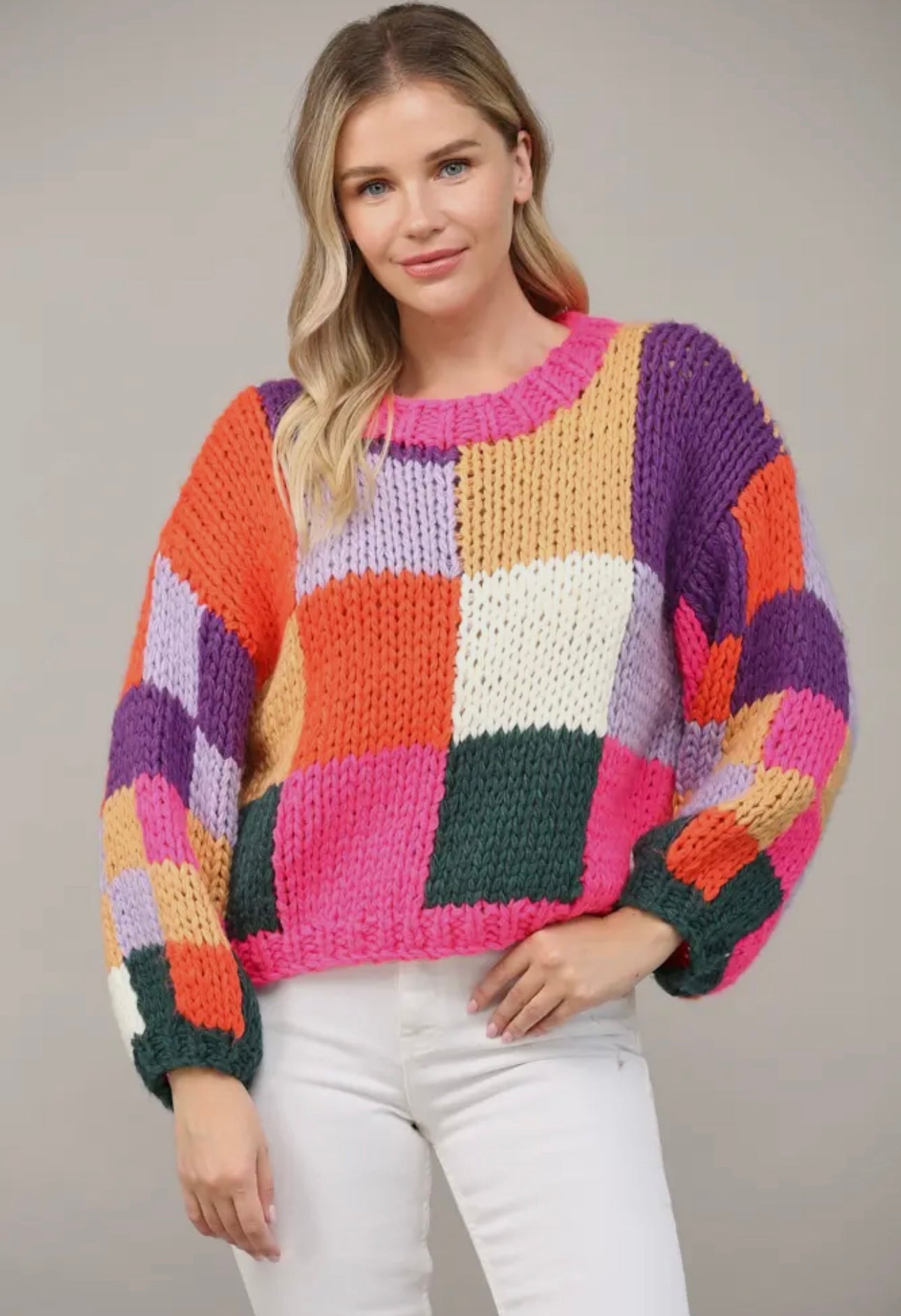 Pink Colorblock Sweater