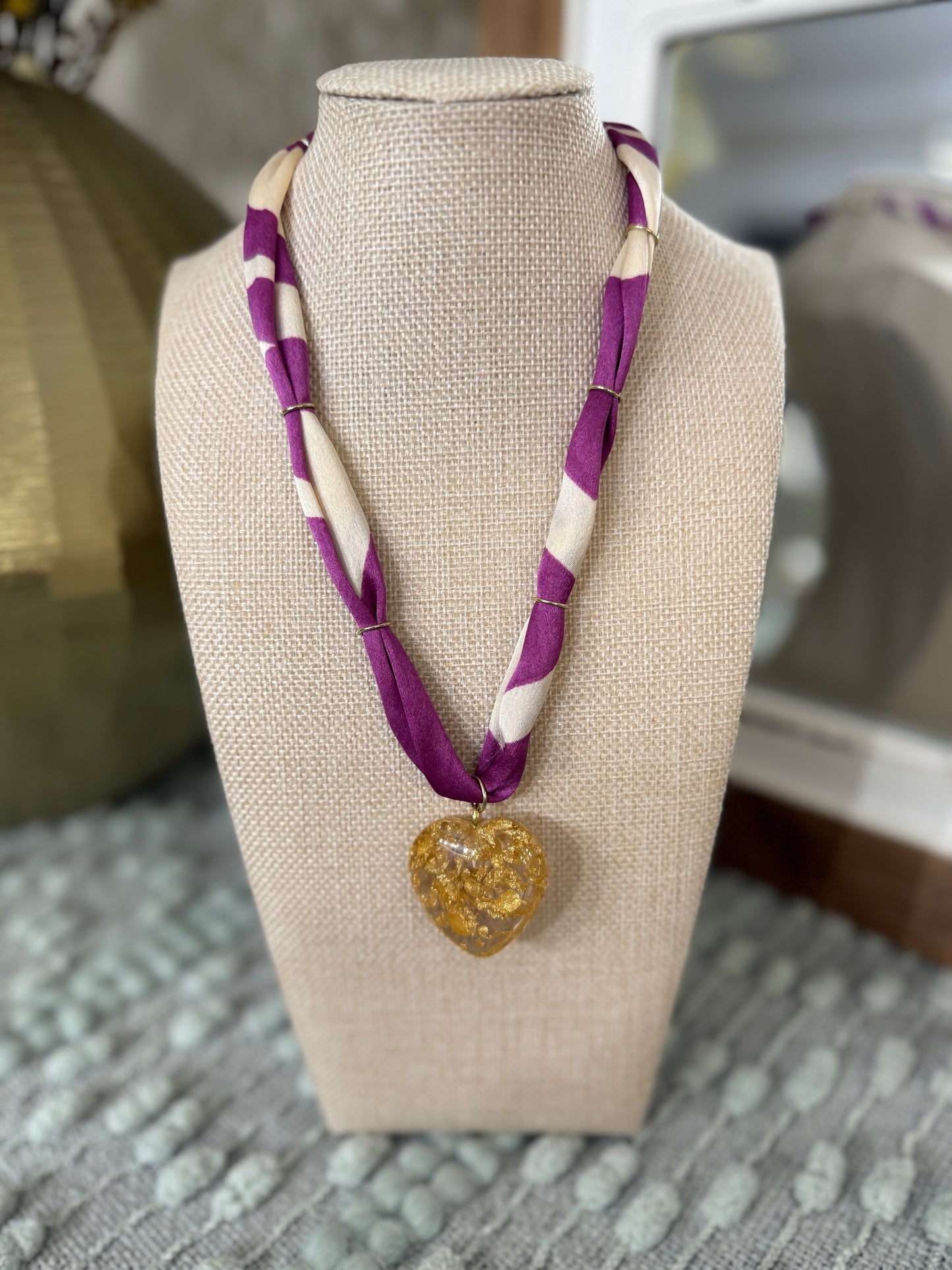 Purple Heart Scarf Necklace