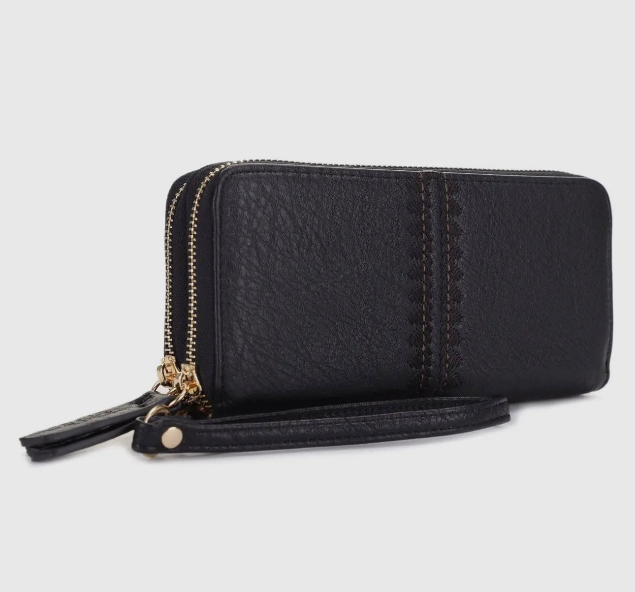 Double Zipper Wallet in Black