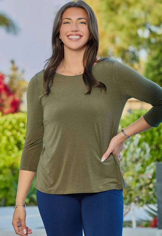 Olive Classic Round Neck Top