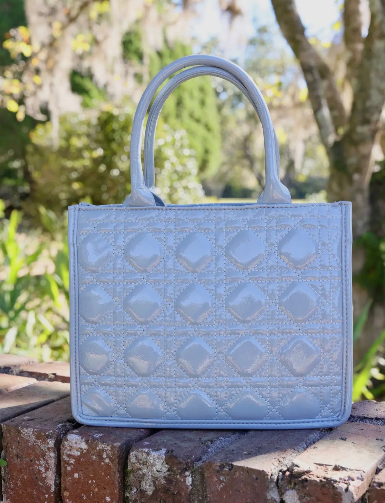 Quilted Mini Tote in Dusty Blue