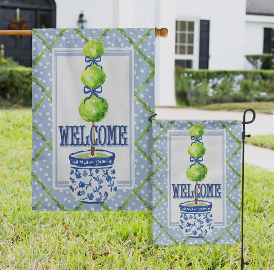 Welcome Topiary Garden Flag