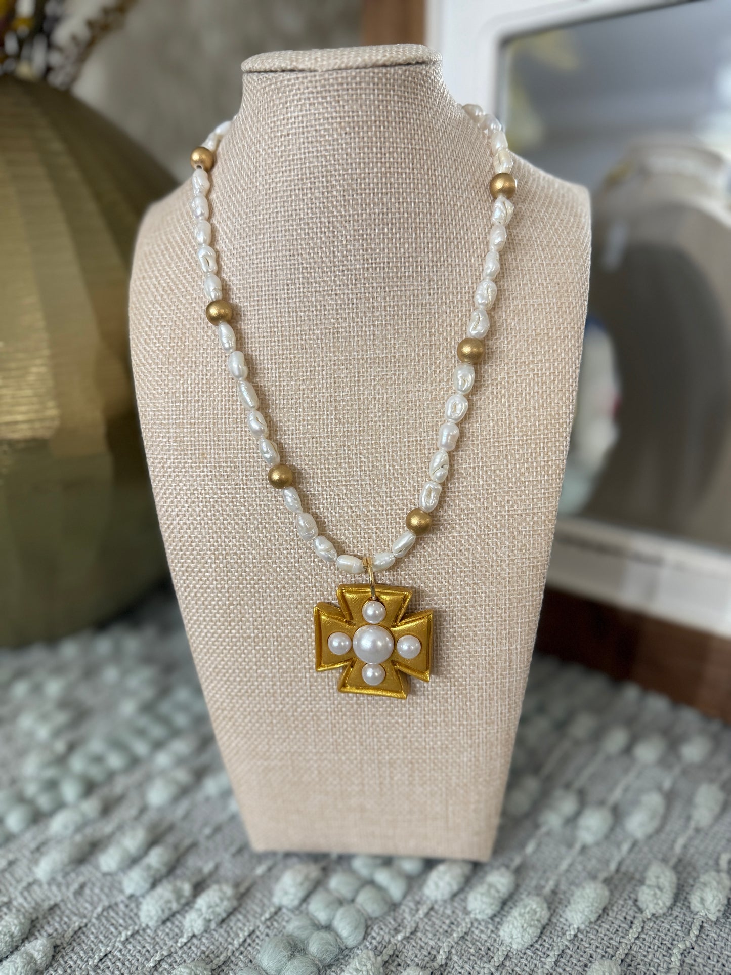 Hidden Truth Pearl Cross Necklace