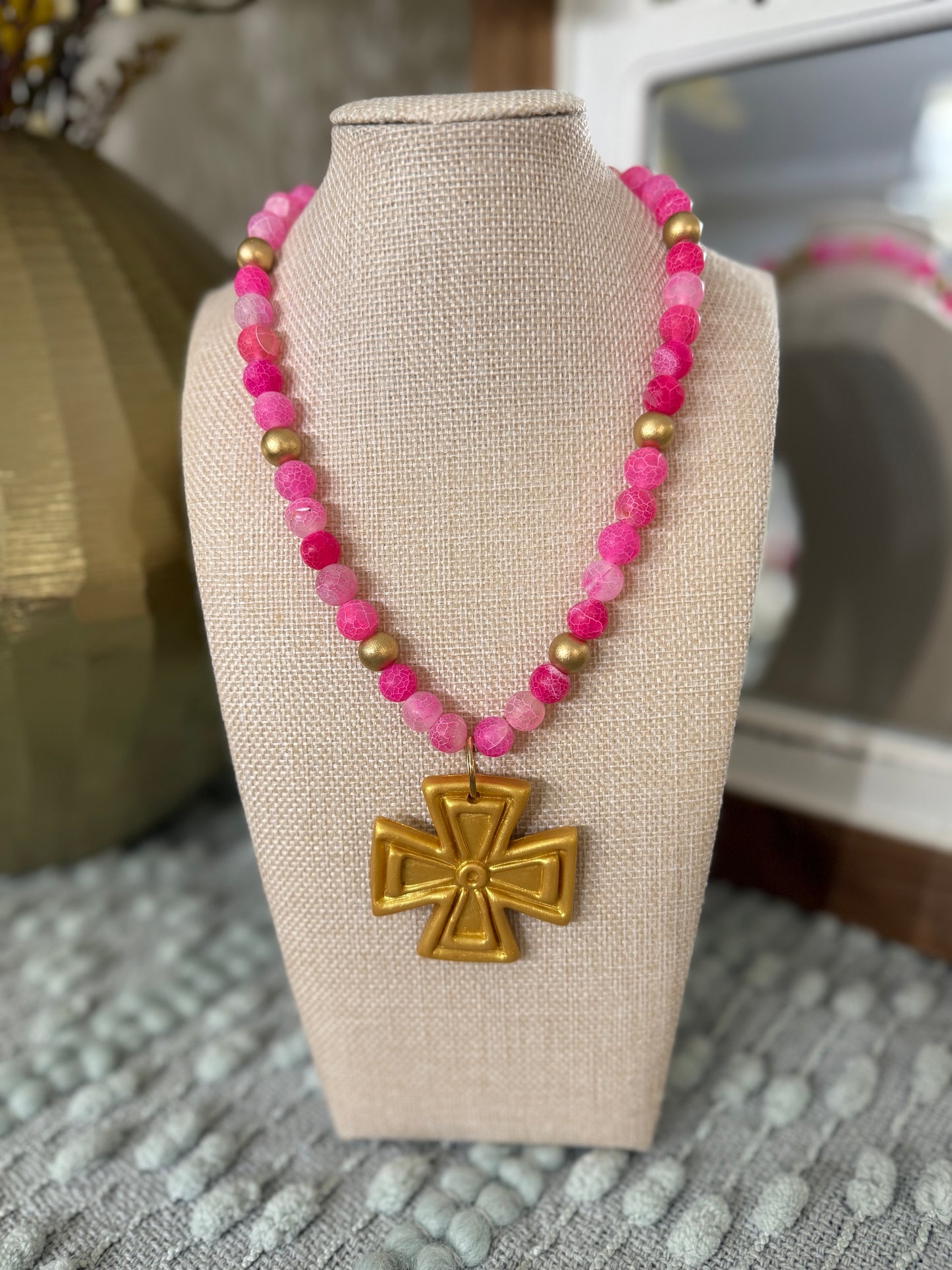 Hidden Truth Pink Cross Necklace