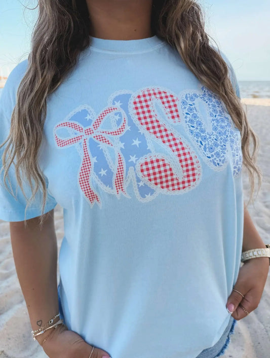 USA Lace Trim Patriotic T-Shirt