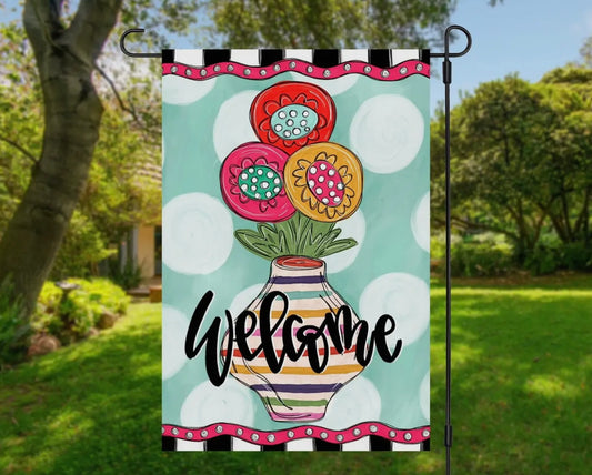 Boho Floral Welcome Garden Flag