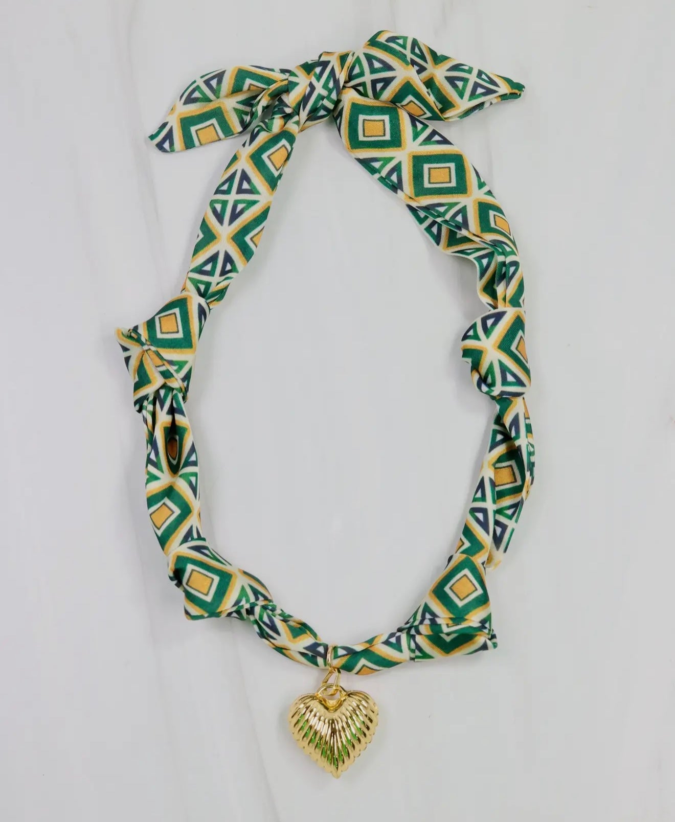 Green Gold Scarf Necklace