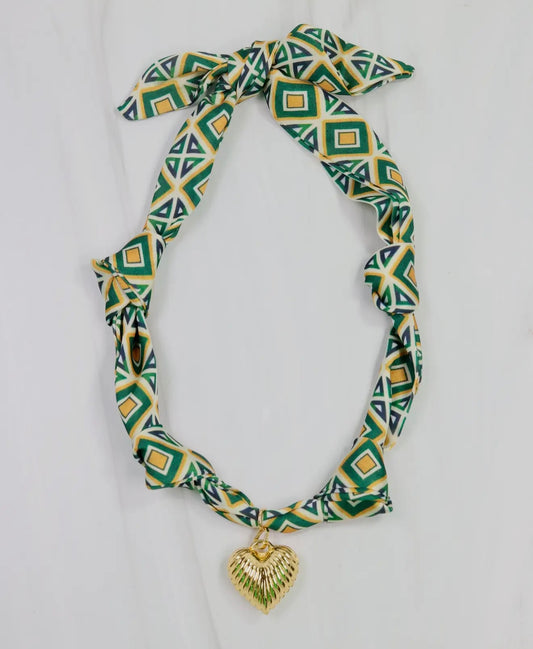 Green Gold Scarf Necklace