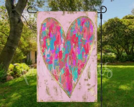 Colorful Heart Garden Flag