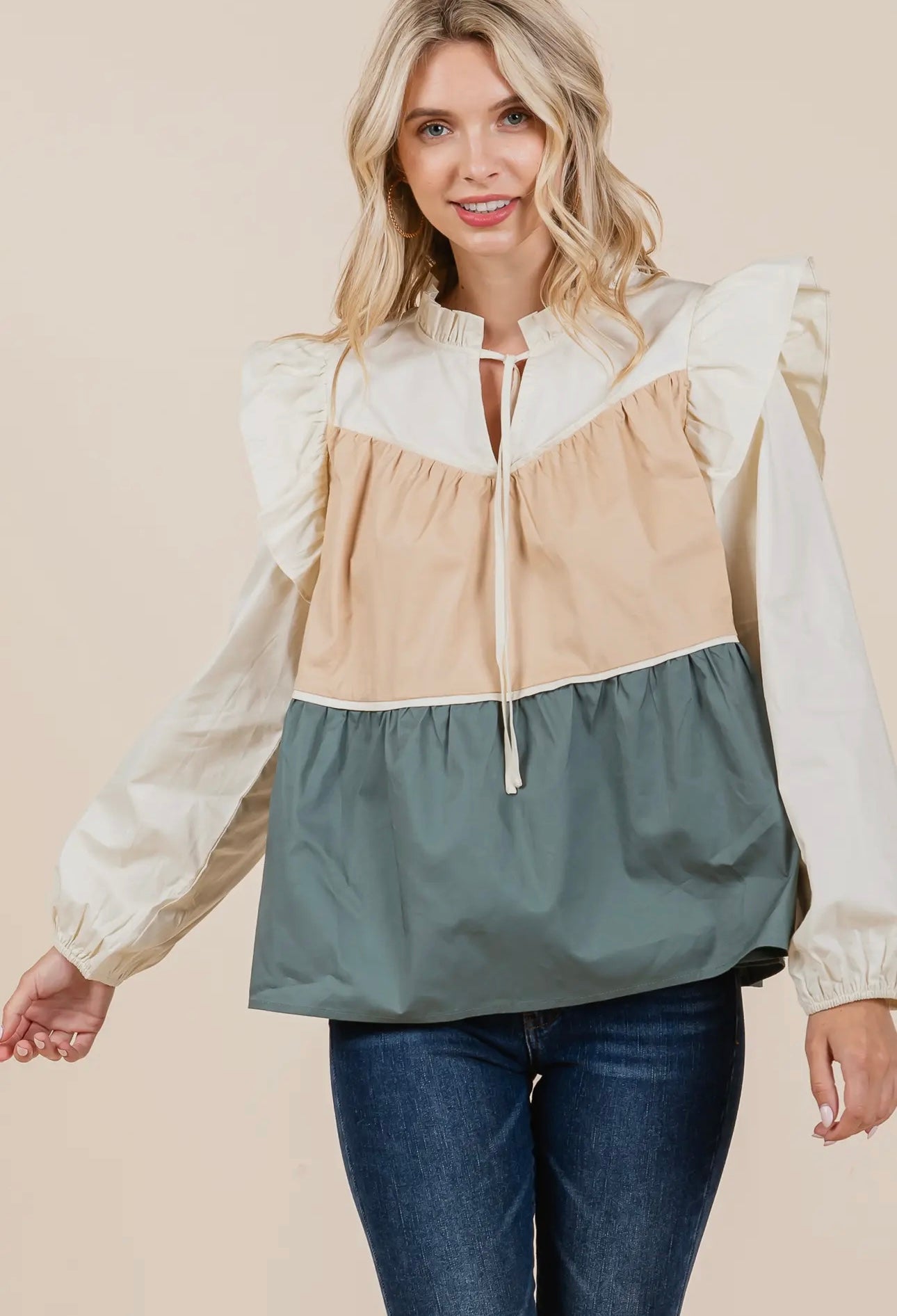 Poplin Tiered Blouse