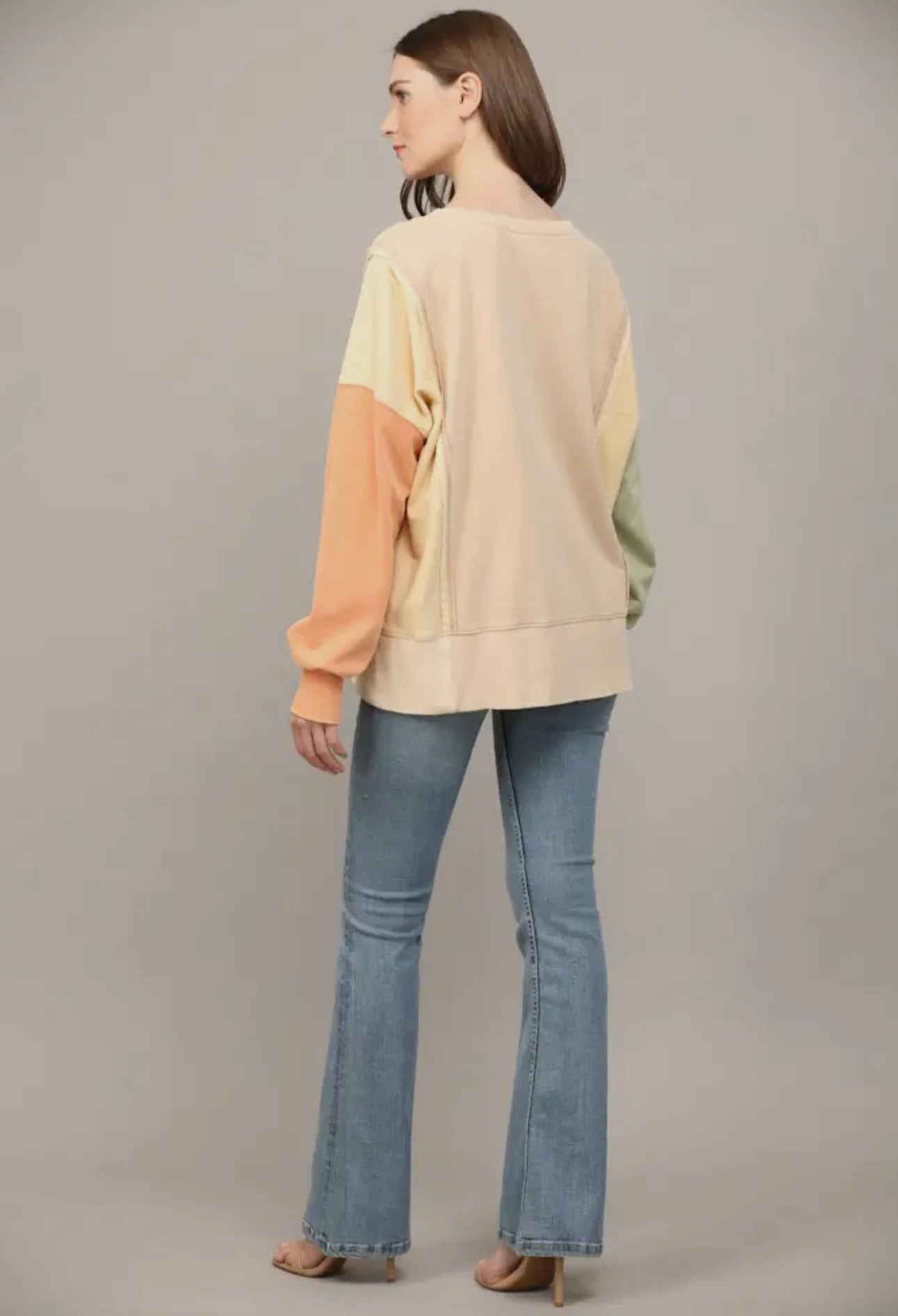 Side Slit Color Block Sweatshirt