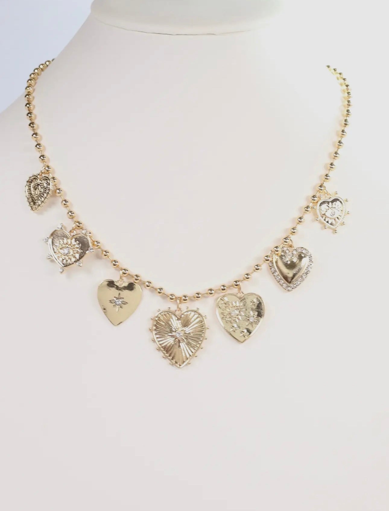 Gold Silverstone Heart Charm Necklace