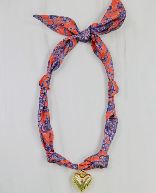 Blue + Orange Scarf Necklace