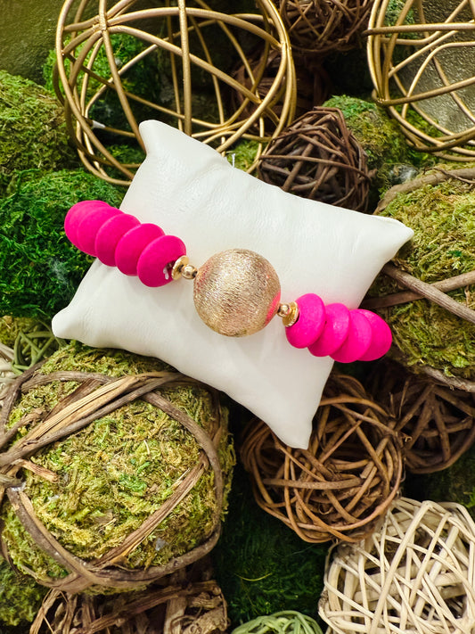 Hot Pink Disc Bracelet