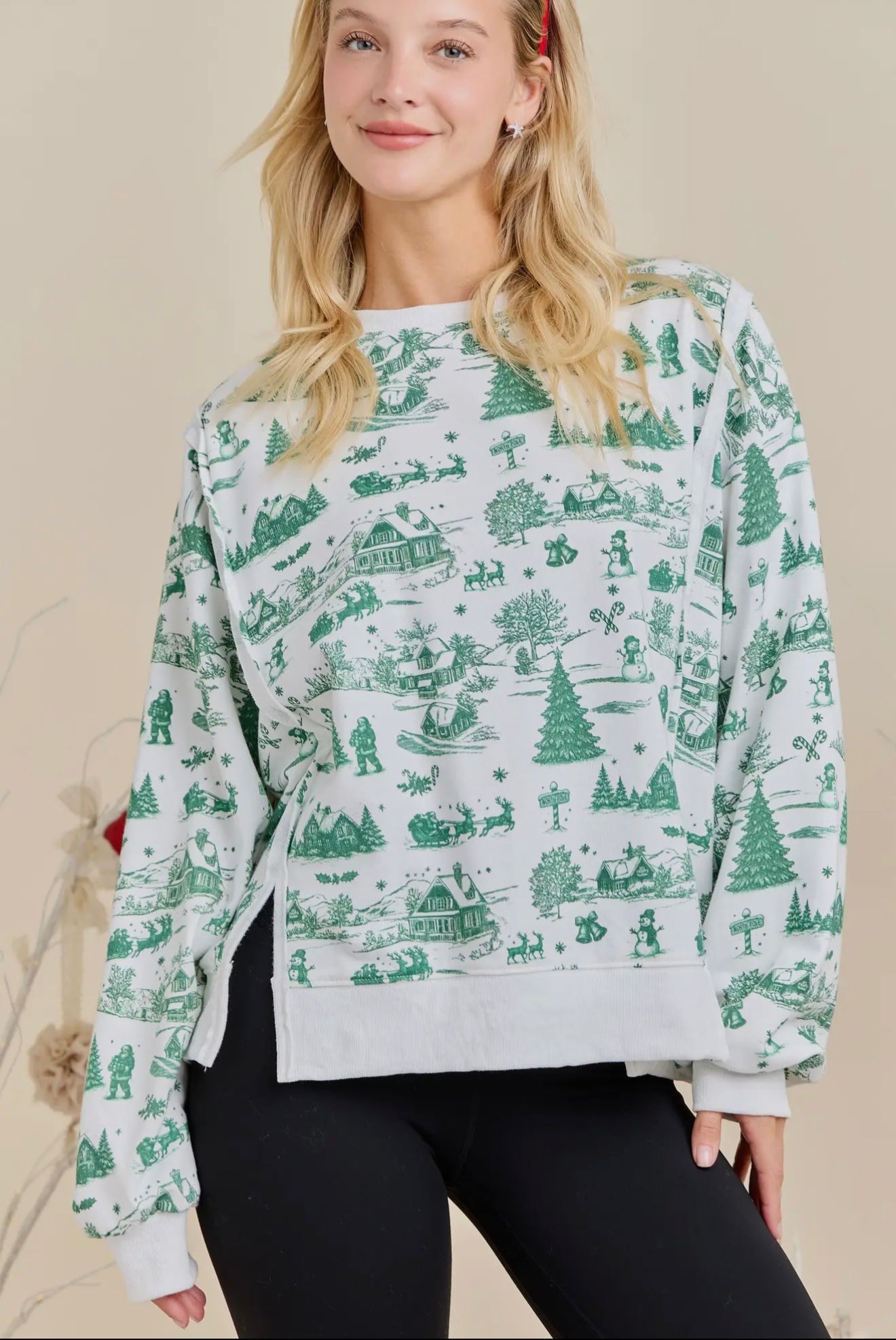 Holiday Toile Oversized Top