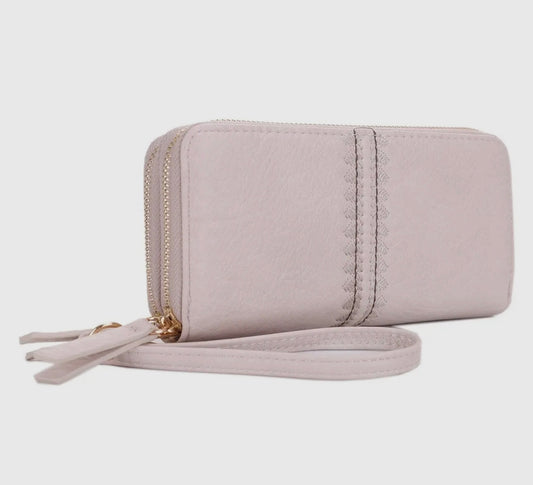 Double Zipper Wallet in Oatmeal