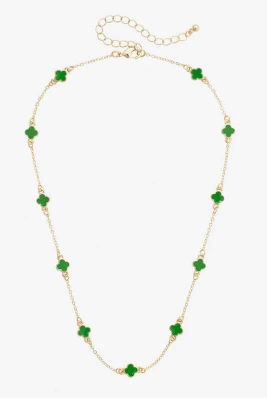 Margaret Dainty Clover Necklace-Green