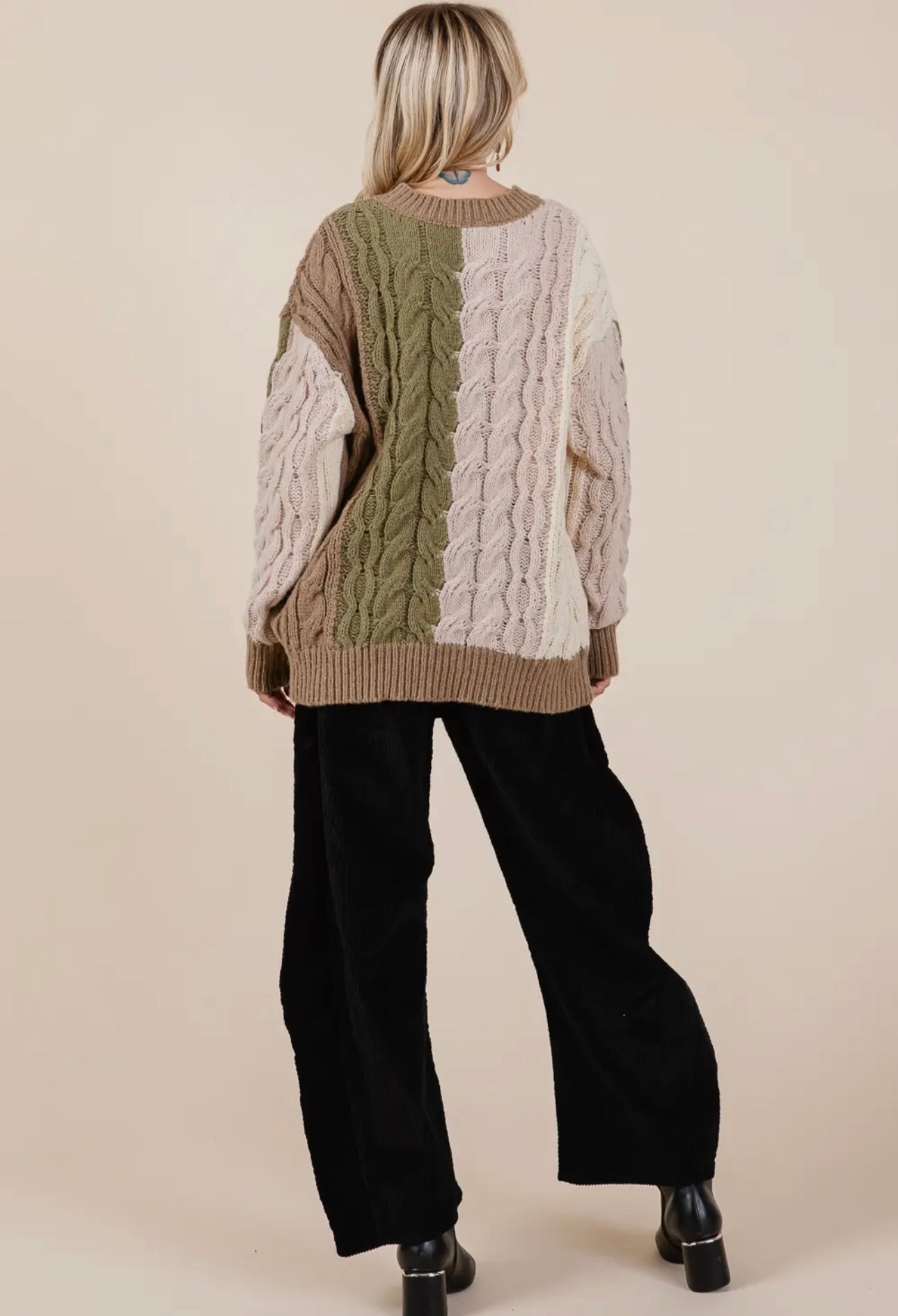 Cable Knit Sweater - Olive