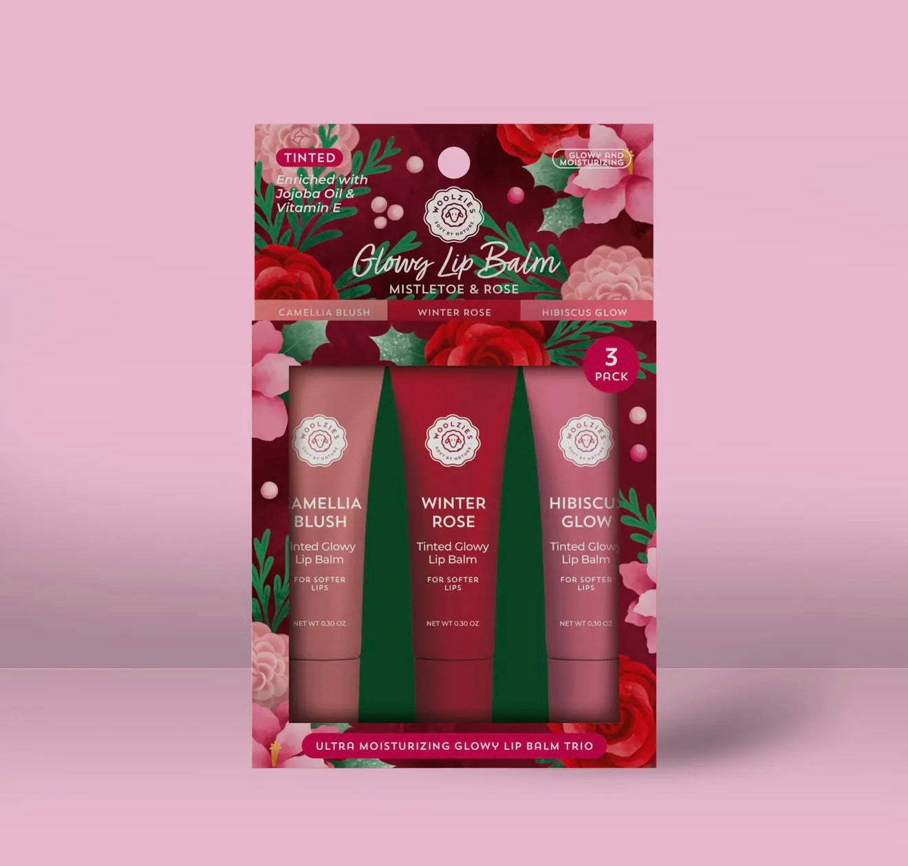 Mistletoe & Rose Glowy Lip Balm Trio