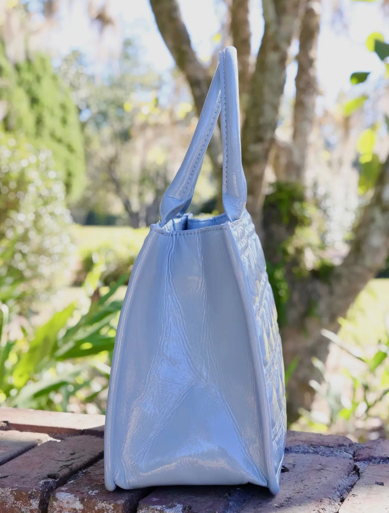 Quilted Mini Tote in Dusty Blue