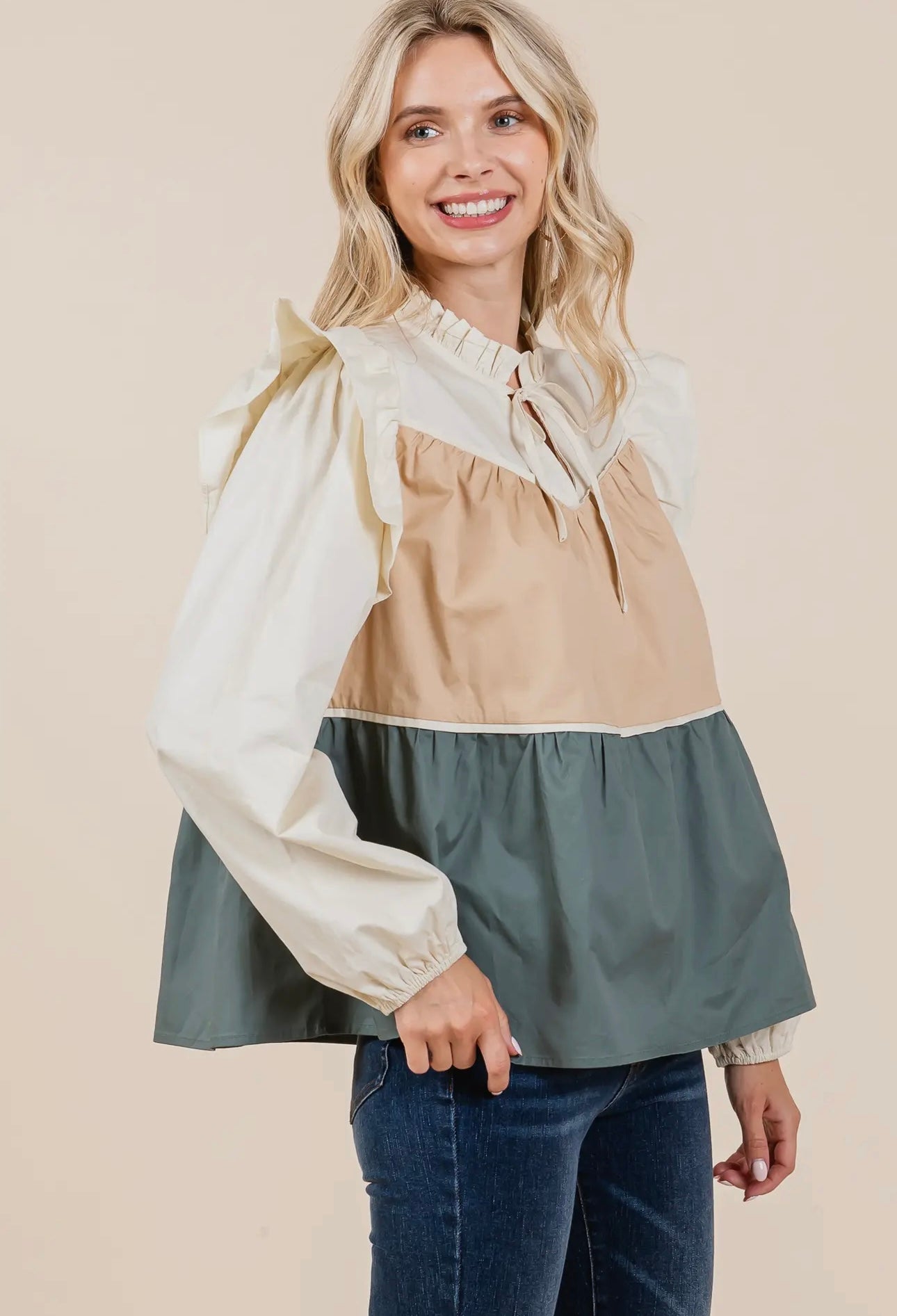 Poplin Tiered Blouse