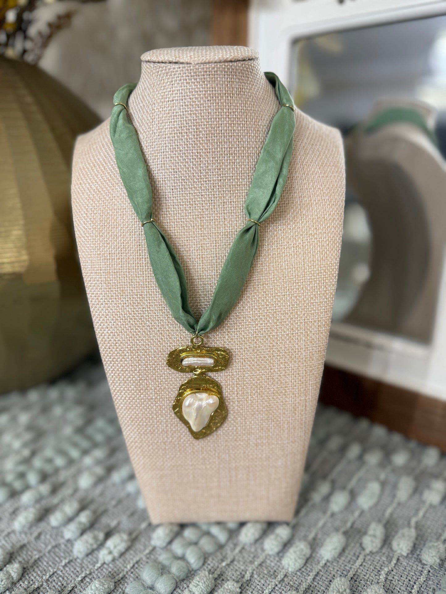 Green Scarf Necklace