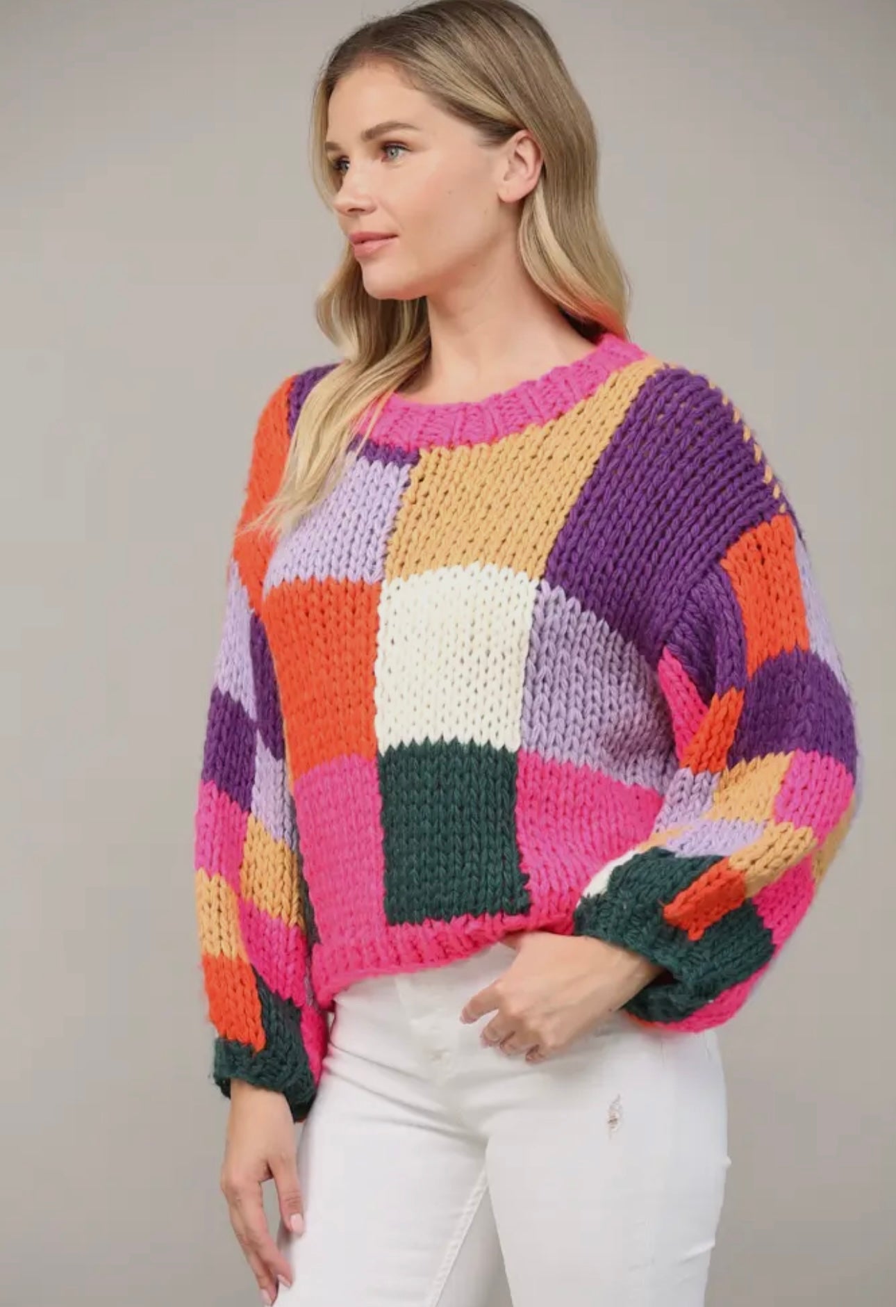 Pink Colorblock Sweater