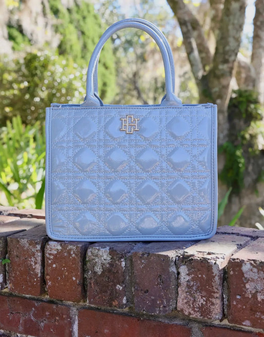 Quilted Mini Tote in Dusty Blue