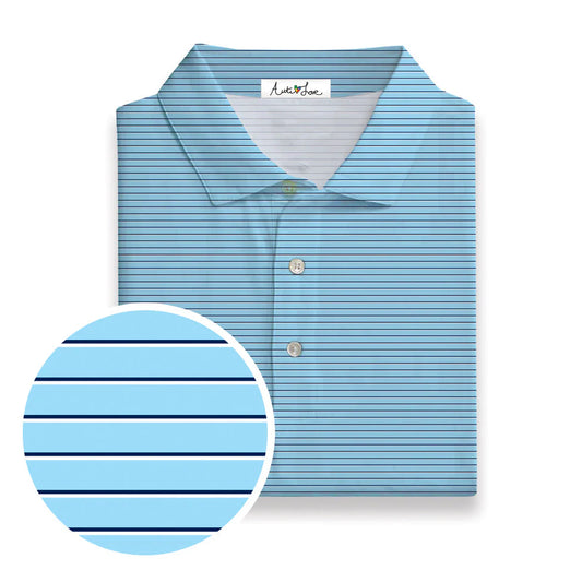 Blue With Navy Micro Stripe Performance Polo(Toddler)