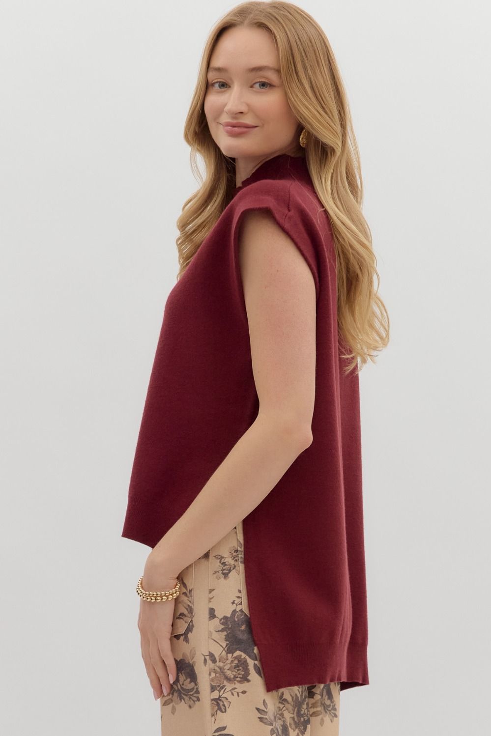 Burgundy Mock Neck Sweater
