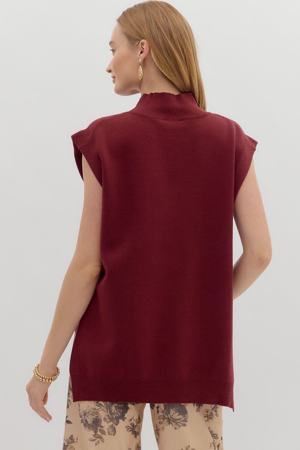 Burgundy Mock Neck Sweater