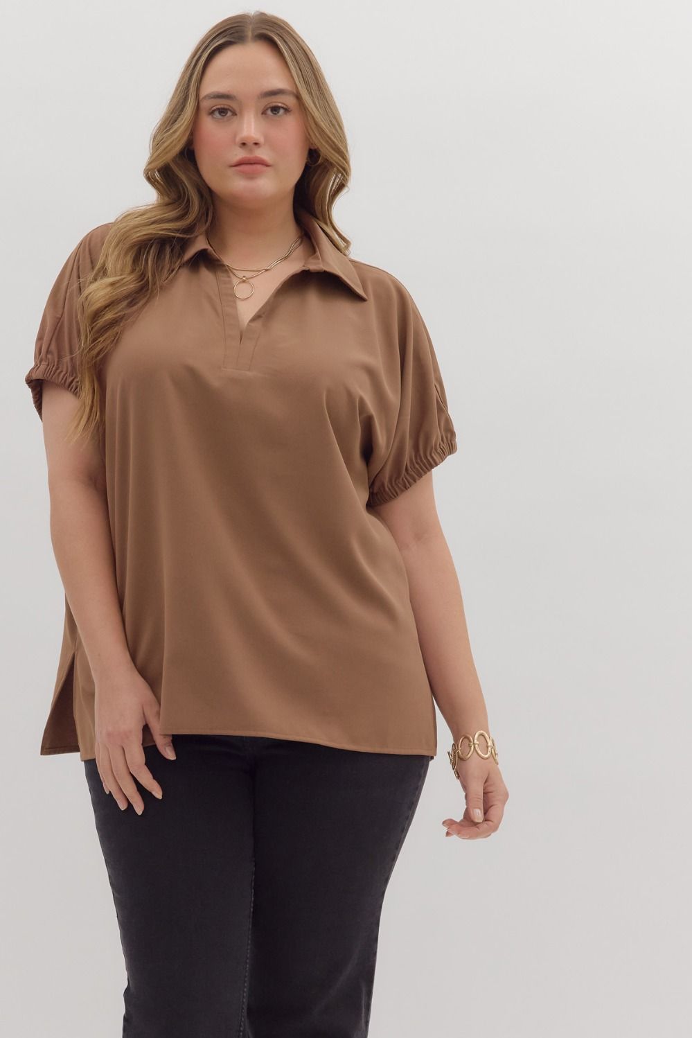 Solid Mocha Top - Curvy