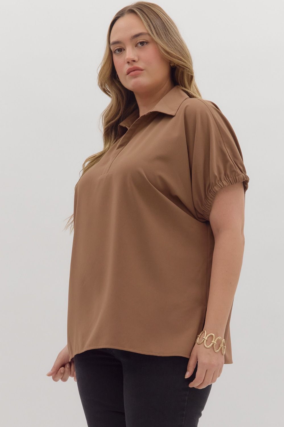 Solid Mocha Top - Curvy
