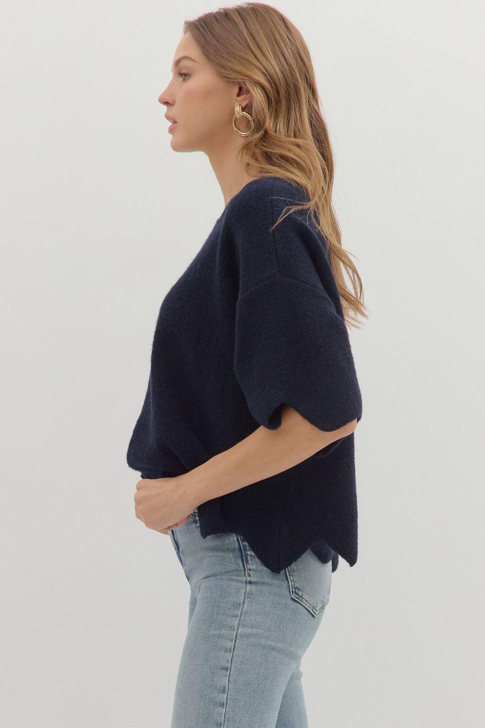 Pretty In Navy Sweater Top
