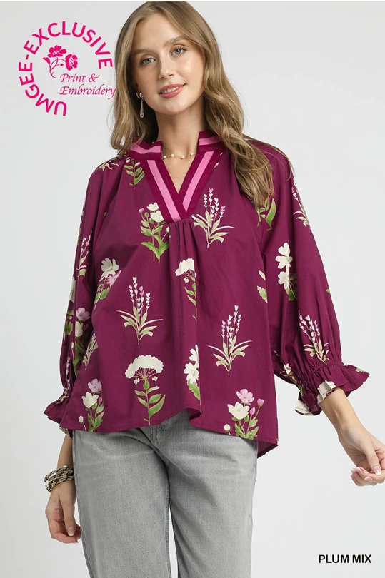 Magenta Floral Top