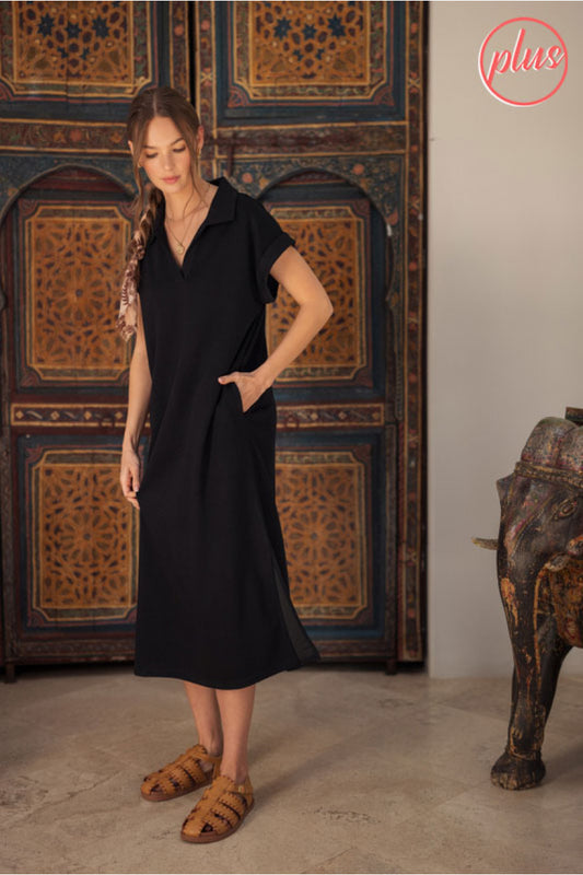 On The Go Dress in Black - Curvy
