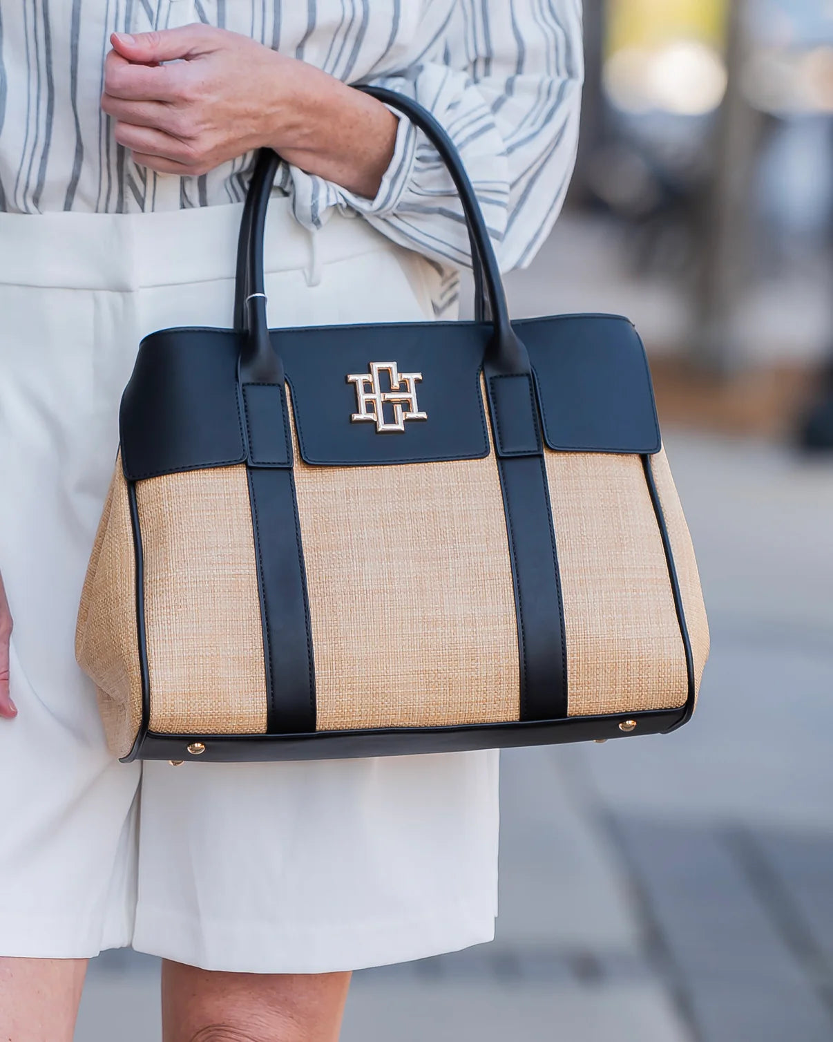 Augusta Handbag Natural Black