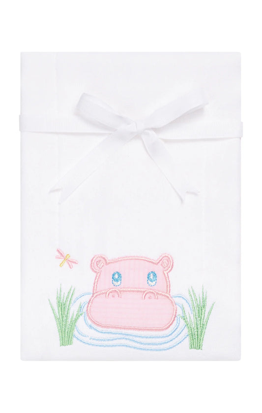 Hippo Applique Burp, Pink