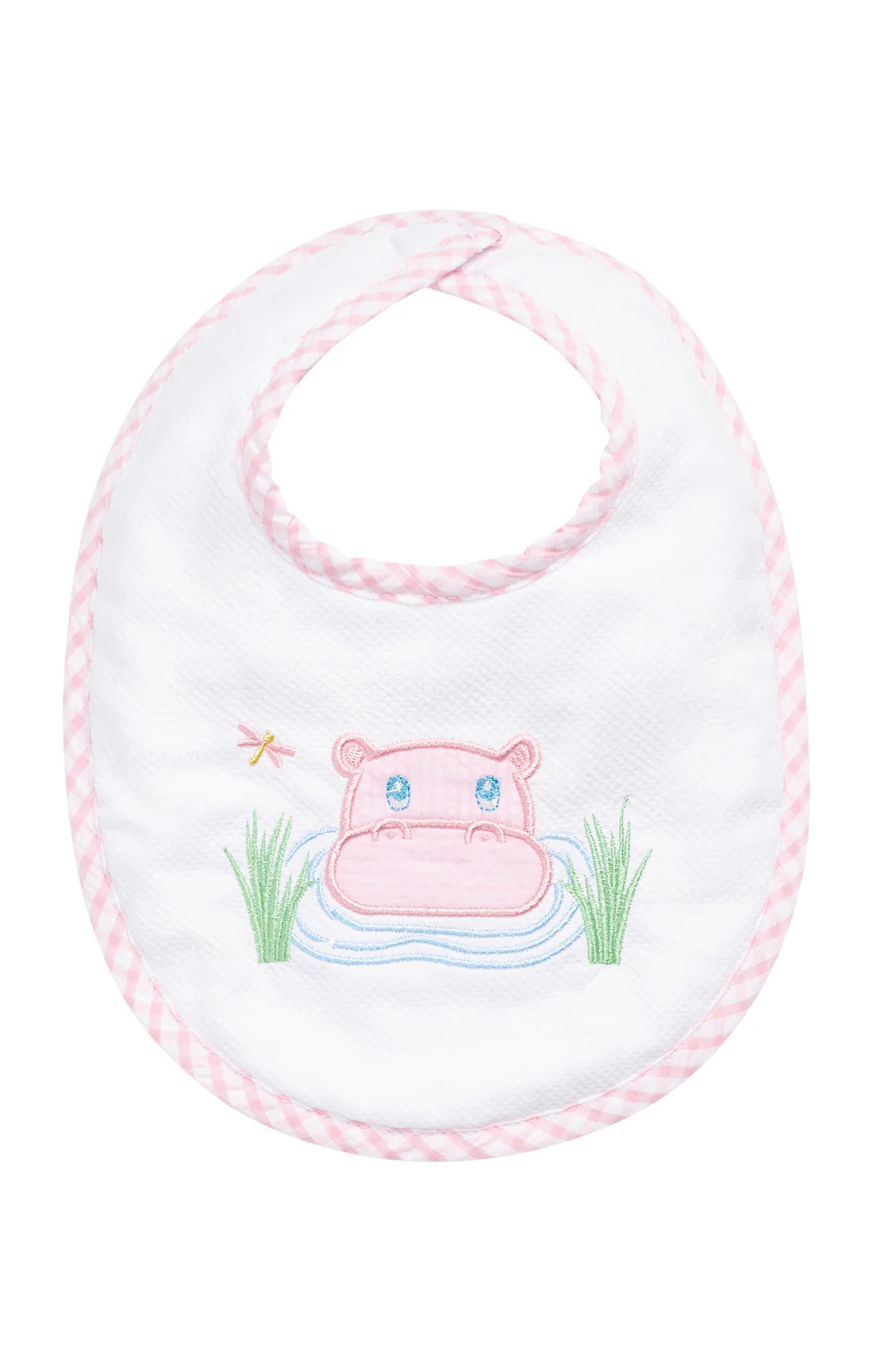 Hippo Applique Basic Bib, Pink