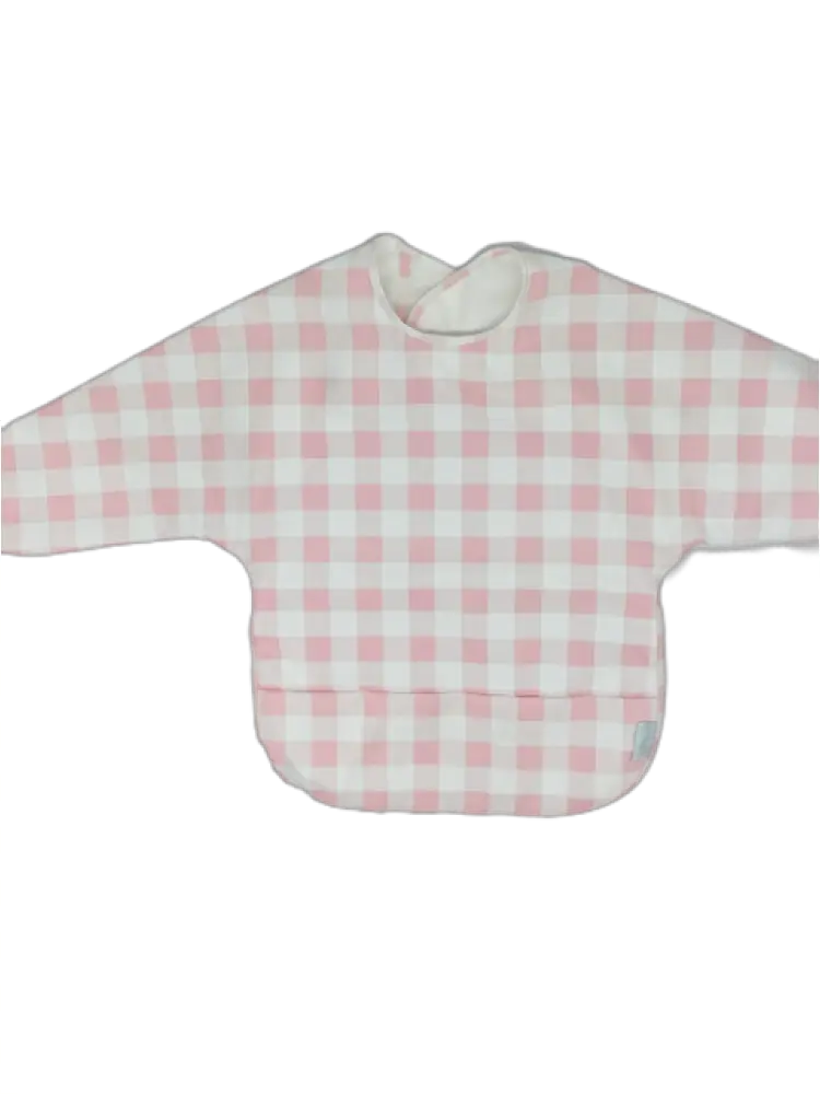 Long Sleeve Signature Catch All Bib - Pink Gingham 6m-2t
