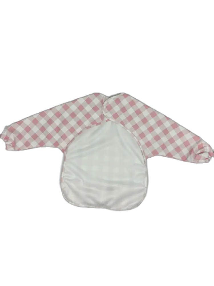Long Sleeve Signature Catch All Bib - Pink Gingham 6m-2t