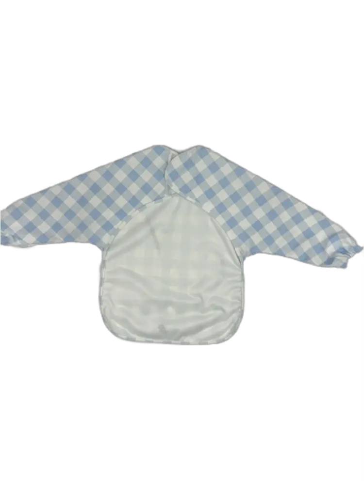 Long Sleeve Signature Catch All Bib - Blue Gingham 6m-2t