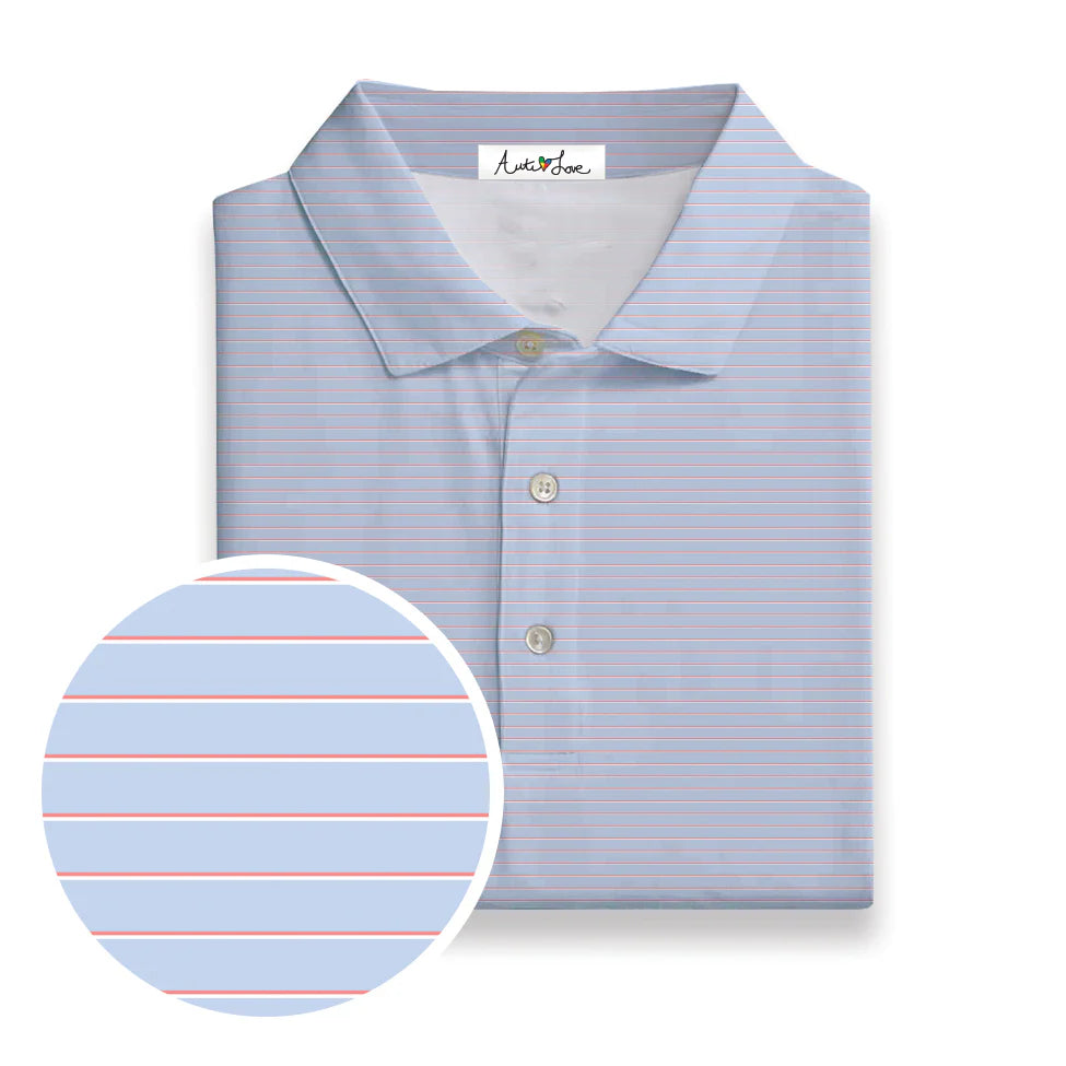 Periwinkle,Coral, & White Stripe Performance Polo(Toddler)