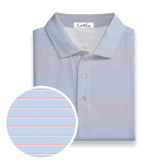 Periwinkle,Coral, & White Stripe Performance Polo(Kids)