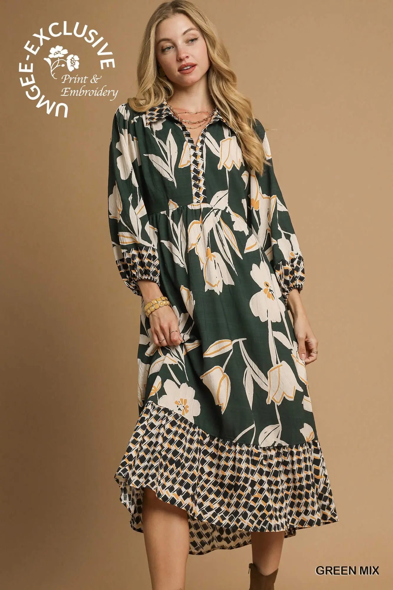 Sunday In Autumn Midi Dress-Curvy