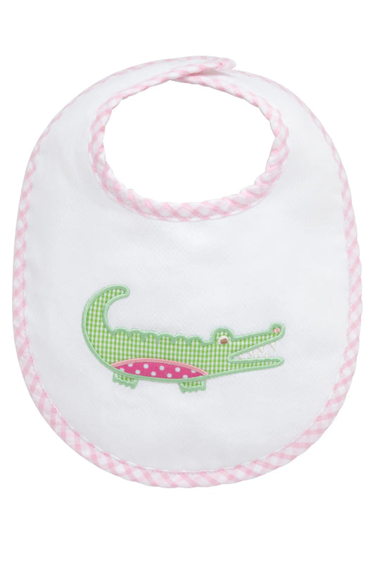 Alligator Applique Basic Bib, Pink