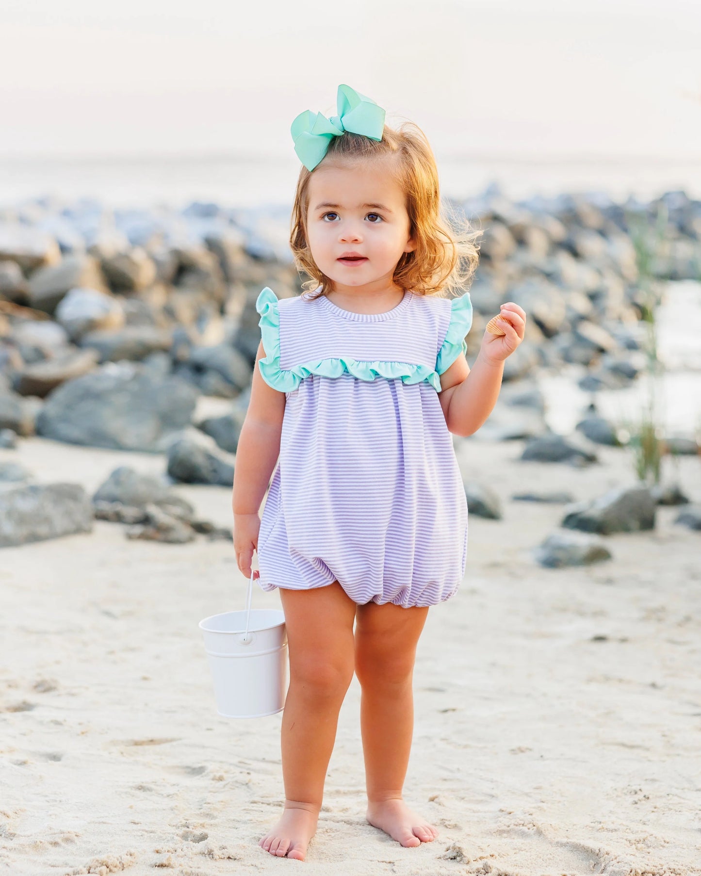 Bella Bubble- Lavender Stipe and Mint dress