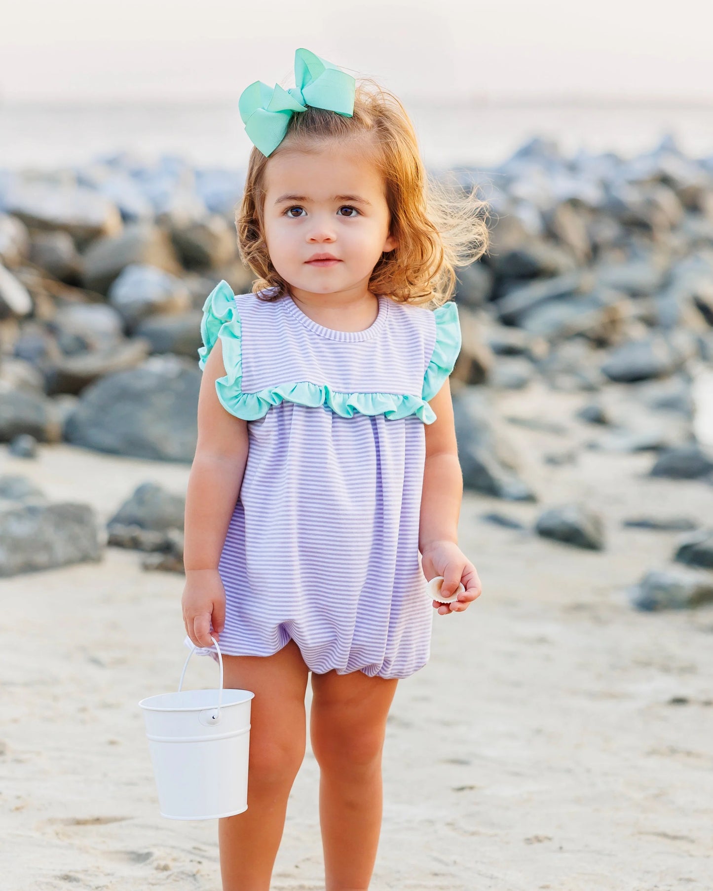 Bella Bubble- Lavender Stipe and Mint dress
