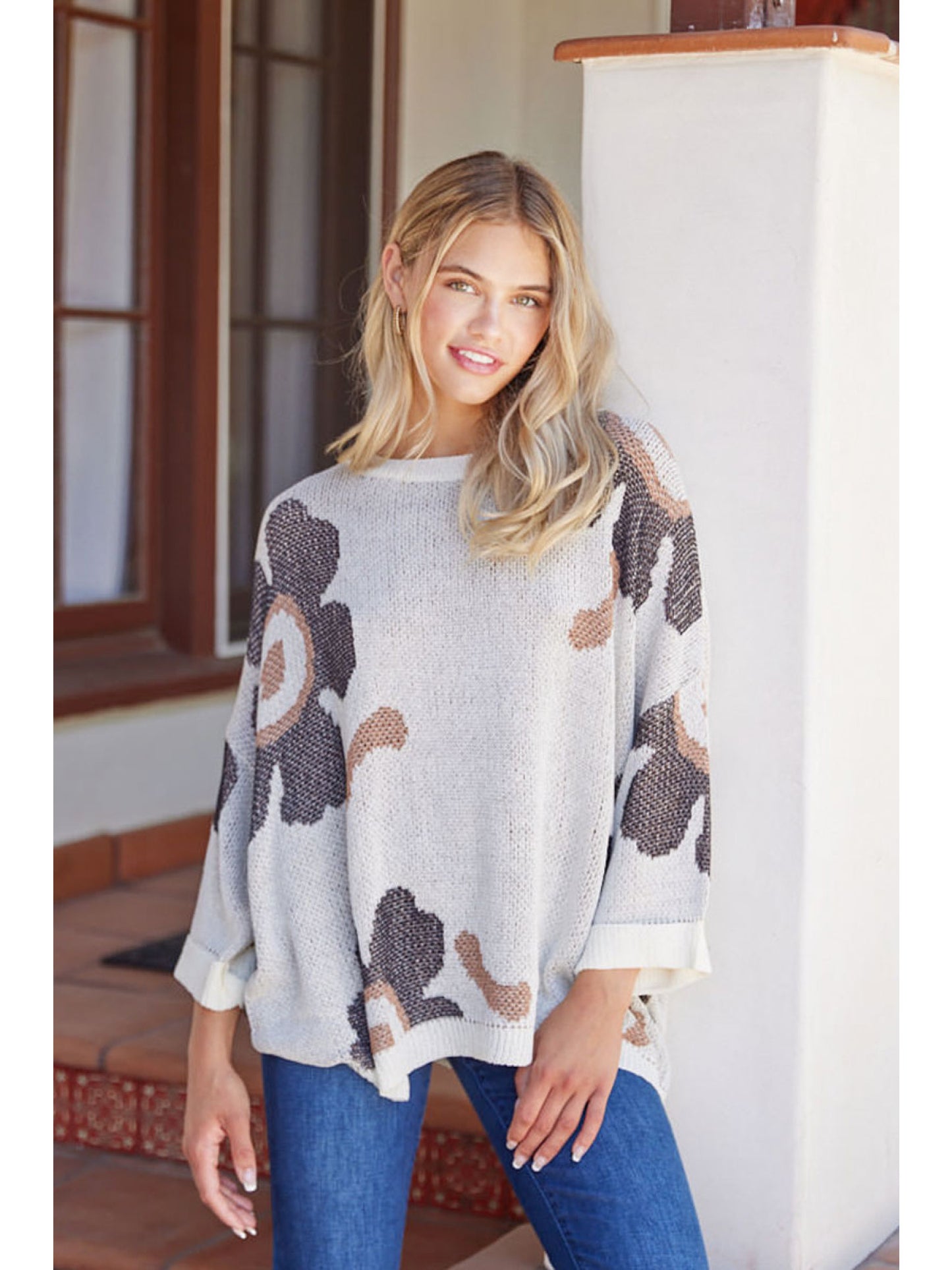 The Ivory Flower Print Sweater