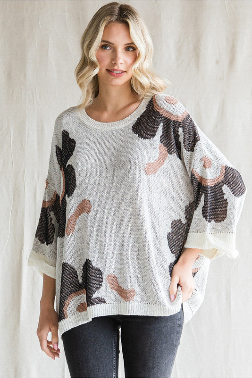 The Ivory Flower Print Sweater